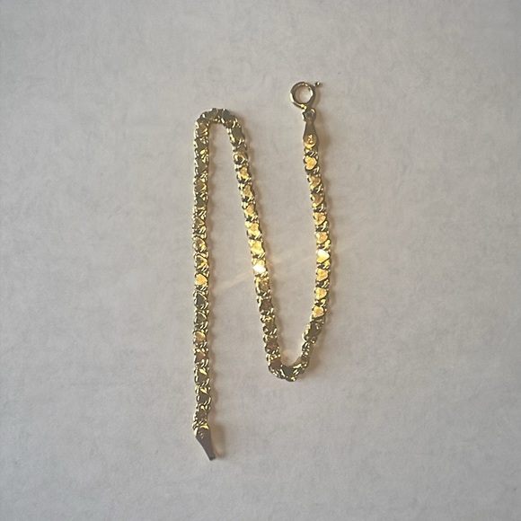 Solid Stamped 14K Yellow Gold Love Hearts Link Bracelet - Picture 11 of 12